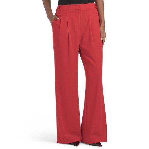 DKNY Red High Waisted Pleated Pants - Picture 1 of 2